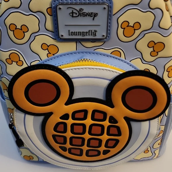 Loungefly Disney Mickey Mouse Breakfast Waffle Scented Backpack. NWT - Picture 3 of 14